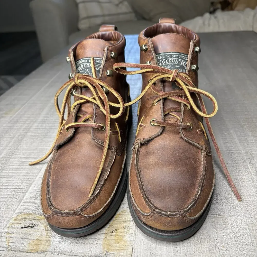 Vintage Ralph Lauren Polo Country Ankle Boots Leather Lace Up Size 10D